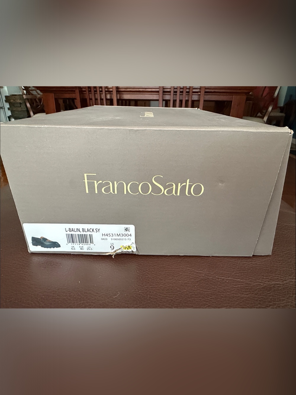NEW Franco Sarto Balin Black Leather Lug soled Loafer w/Leopard Print size 9 - Picture 8 of 8